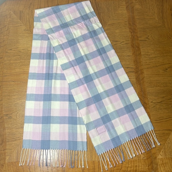 COACH Vintage Check Plaid Wool Cashmere Fringe Scarf - Picture 4 of 8
